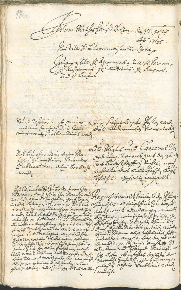 Archivio Storico della Città di Bolzano - BOhisto protocollo consiliare 1735/38 