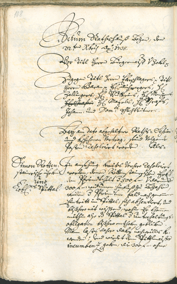 Archivio Storico della Città di Bolzano - BOhisto protocollo consiliare 1735/38 