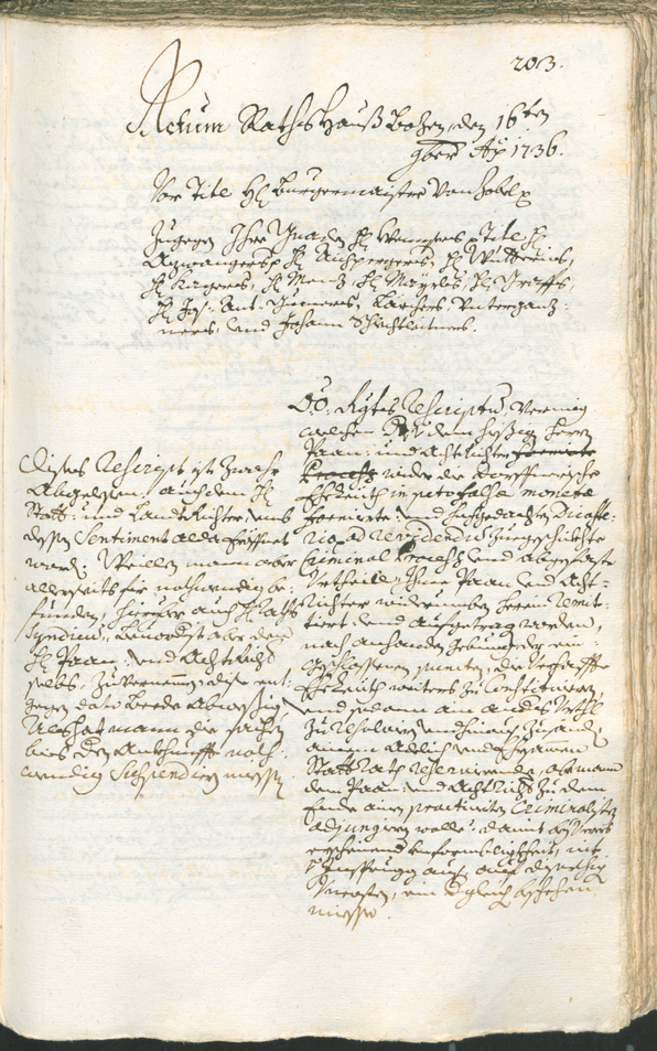 Archivio Storico della Città di Bolzano - BOhisto protocollo consiliare 1735/38 