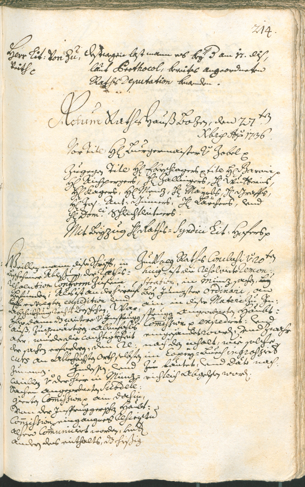 Archivio Storico della Città di Bolzano - BOhisto protocollo consiliare 1735/38 