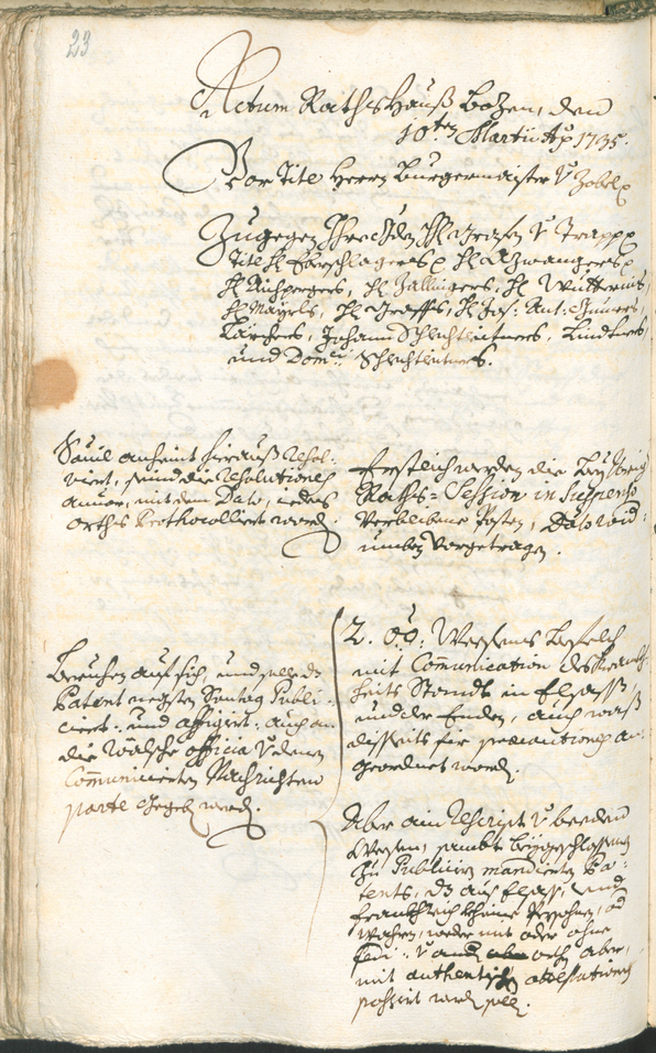 Archivio Storico della Città di Bolzano - BOhisto protocollo consiliare 1735/38 