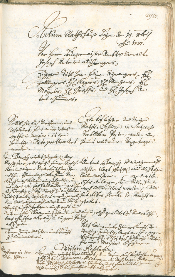 Archivio Storico della Città di Bolzano - BOhisto protocollo consiliare 1735/38 