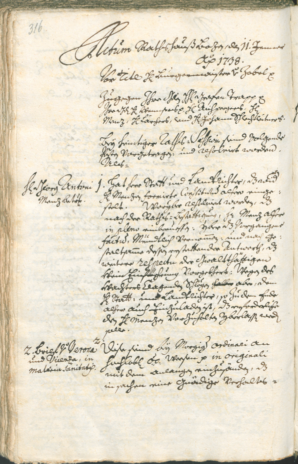 Stadtarchiv Bozen - BOhisto Ratsprotokoll 1735/38 