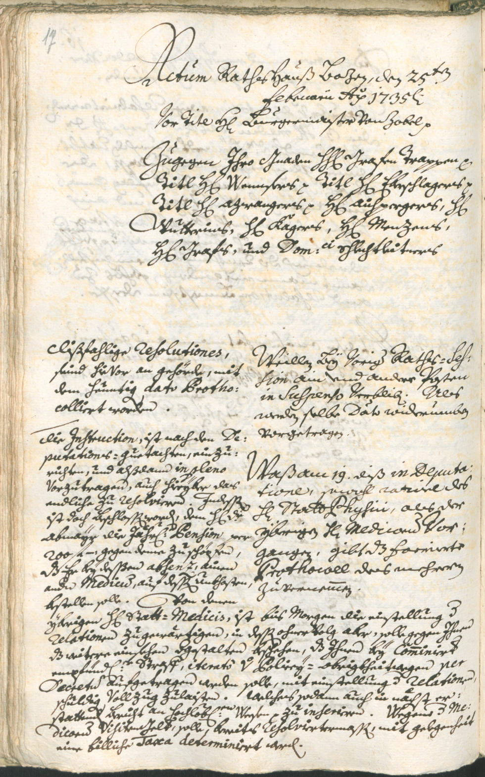 Archivio Storico della Città di Bolzano - BOhisto protocollo consiliare 1735/38 