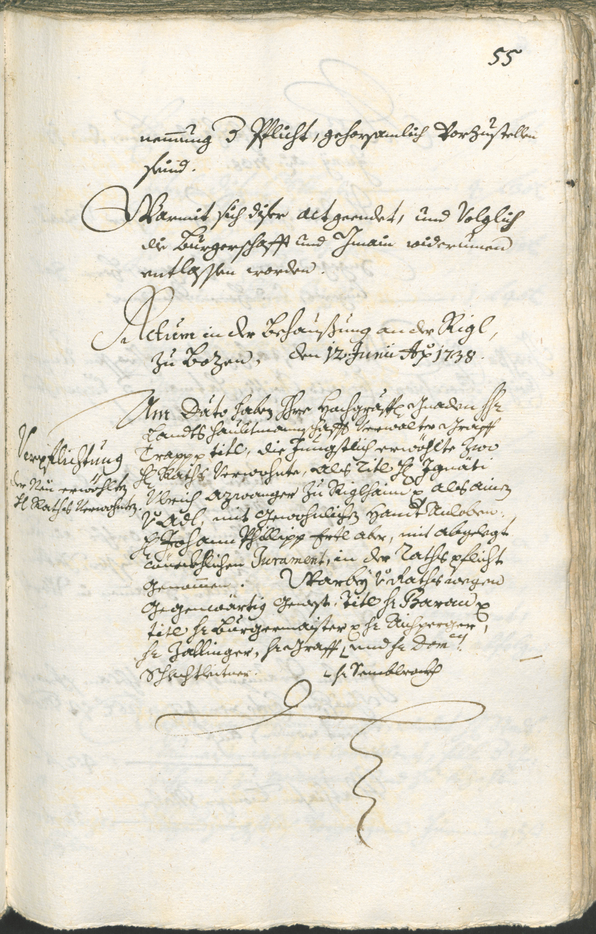 Stadtarchiv Bozen - BOhisto Ratsprotokoll 1738/41 