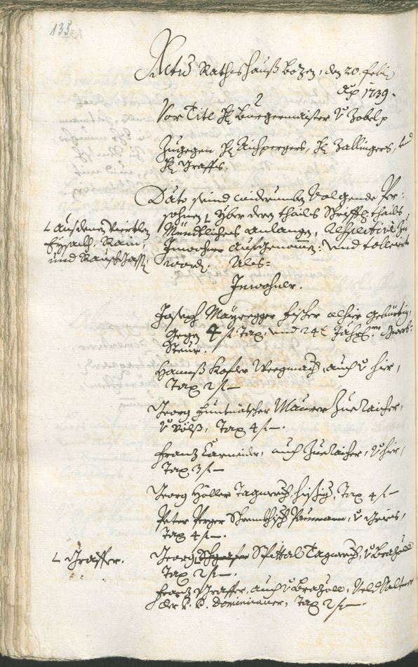 Stadtarchiv Bozen - BOhisto Ratsprotokoll 1738/41 