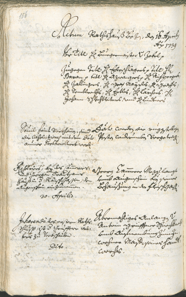 Stadtarchiv Bozen - BOhisto Ratsprotokoll 1738/41 