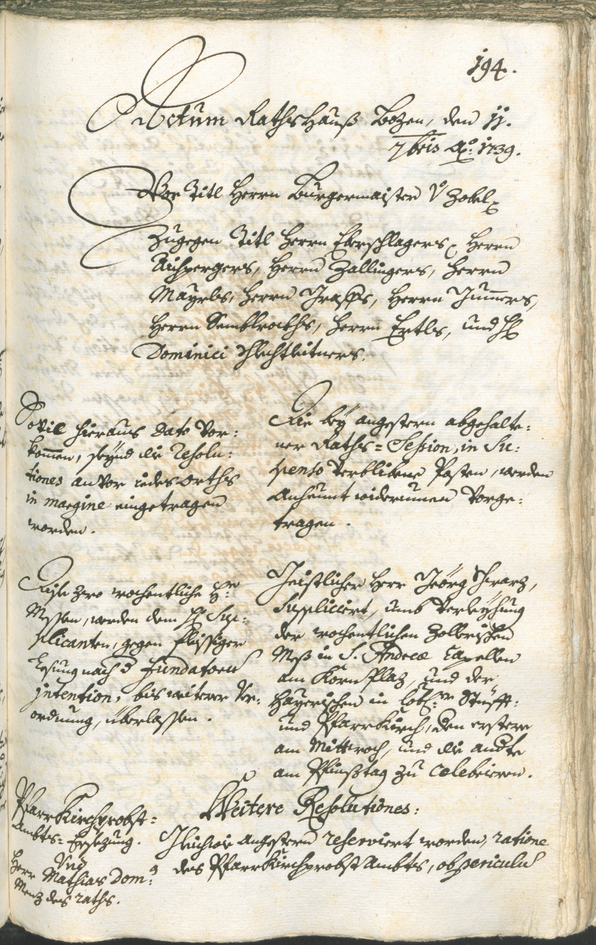 Archivio Storico della Città di Bolzano - BOhisto protocollo consiliare 1738/41 