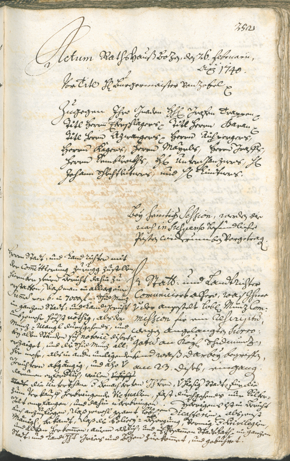 Stadtarchiv Bozen - BOhisto Ratsprotokoll 1738/41 