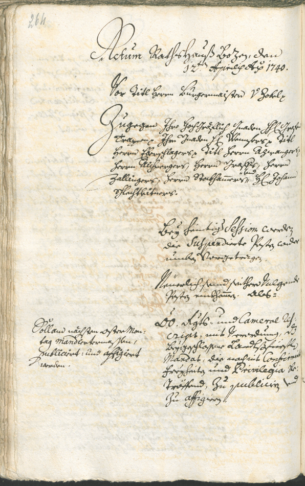 Stadtarchiv Bozen - BOhisto Ratsprotokoll 1738/41 