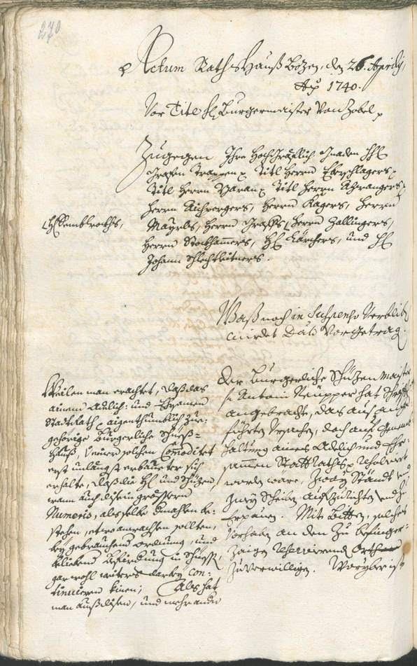 Stadtarchiv Bozen - BOhisto Ratsprotokoll 1738/41 