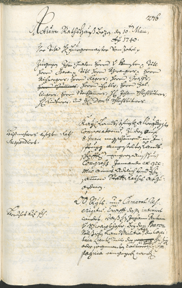 Stadtarchiv Bozen - BOhisto Ratsprotokoll 1738/41 