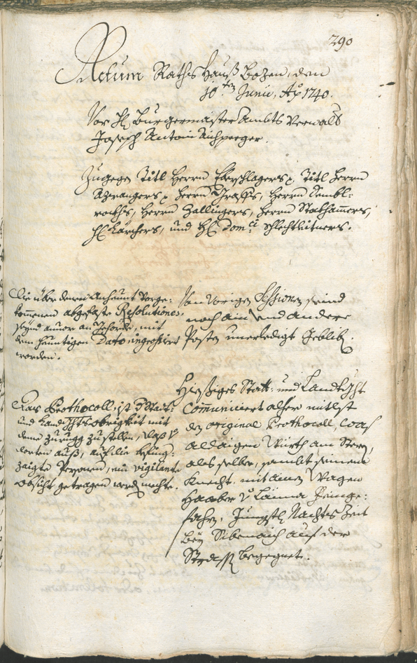 Stadtarchiv Bozen - BOhisto Ratsprotokoll 1738/41 