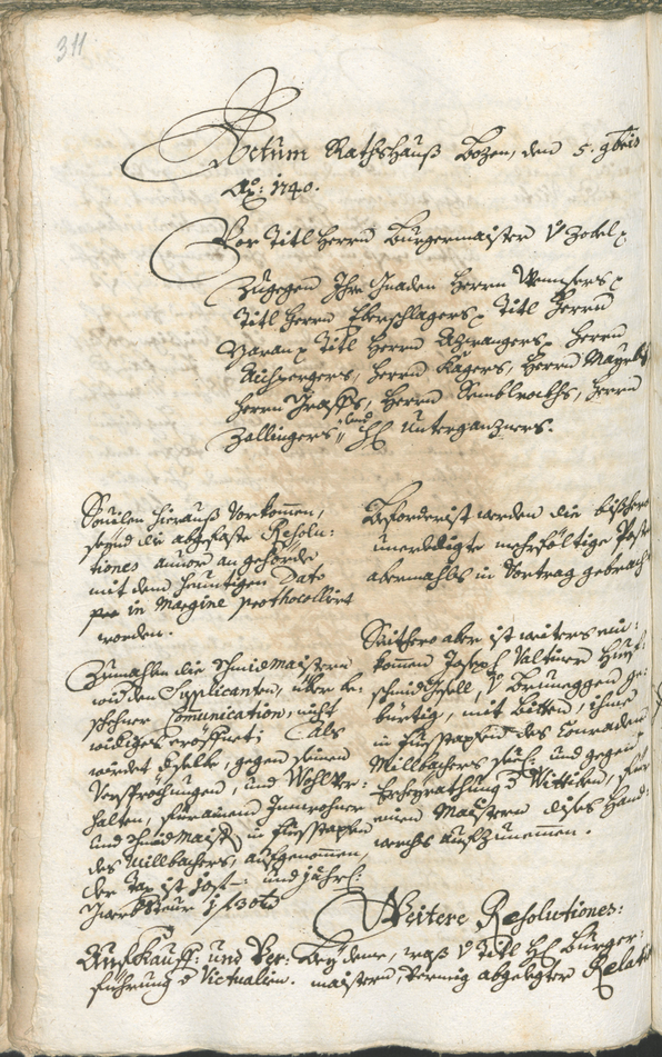 Archivio Storico della Città di Bolzano - BOhisto protocollo consiliare 1738/41 