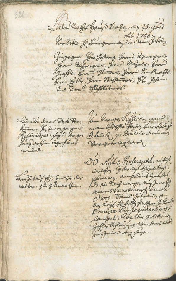 Stadtarchiv Bozen - BOhisto Ratsprotokoll 1738/41 