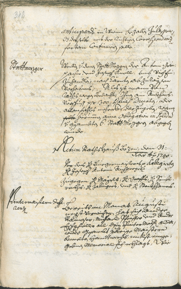 Civic Archives of Bozen-Bolzano - BOhisto Ratsprotokoll 1738/41 