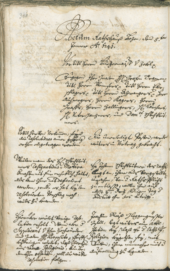 Stadtarchiv Bozen - BOhisto Ratsprotokoll 1738/41 