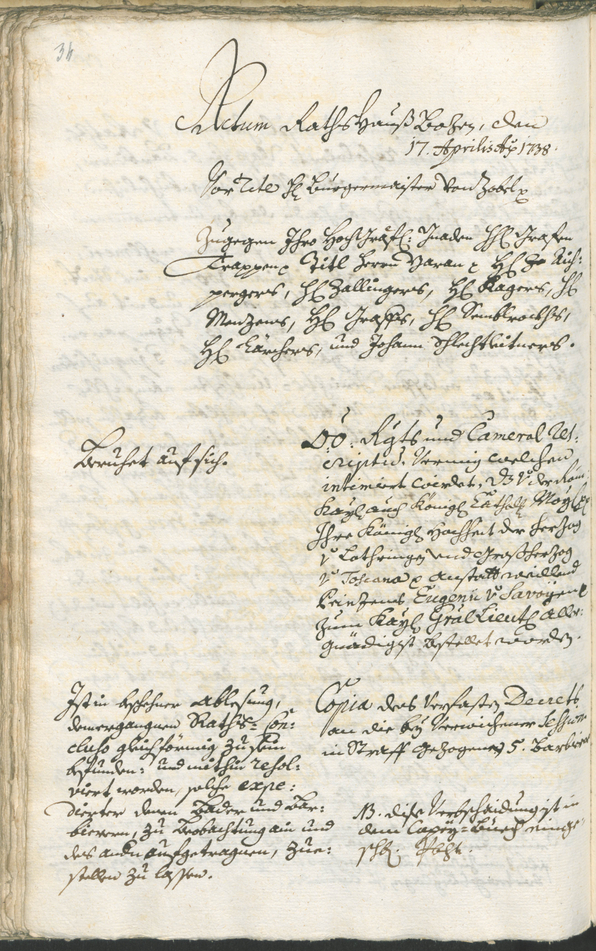 Archivio Storico della Città di Bolzano - BOhisto protocollo consiliare 1738/41 