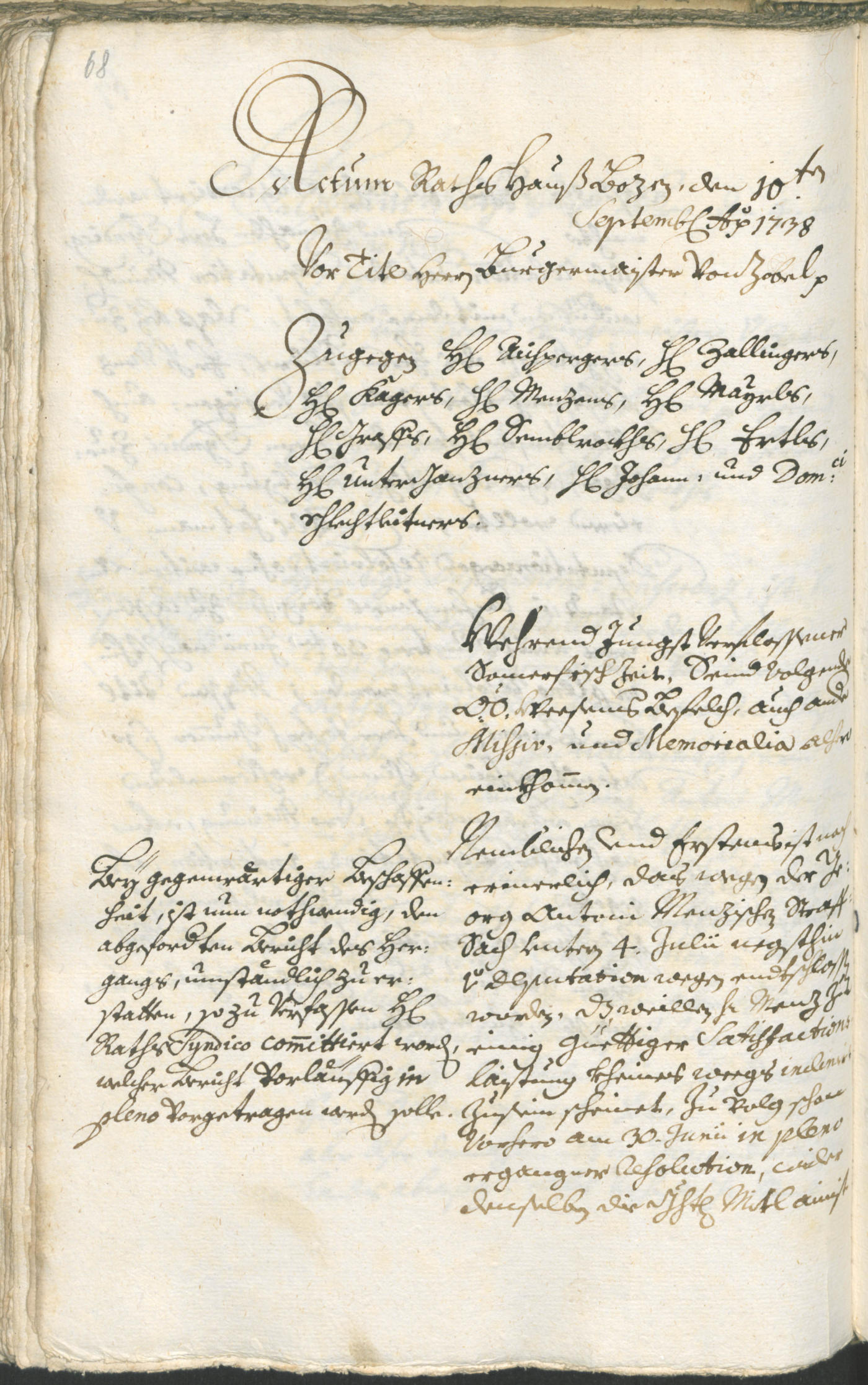 Stadtarchiv Bozen - BOhisto Ratsprotokoll 1738/41 