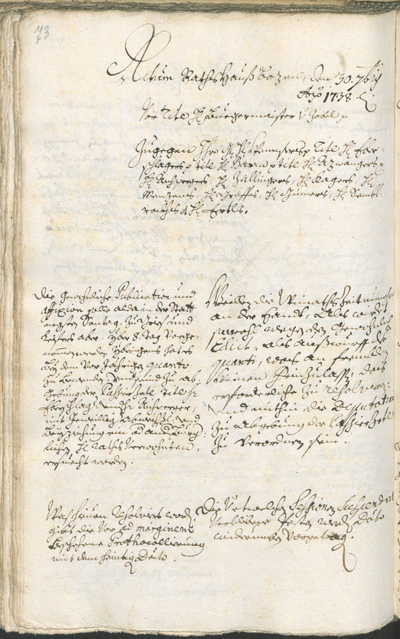 Archivio Storico della Città di Bolzano - BOhisto protocollo consiliare 1738/41 