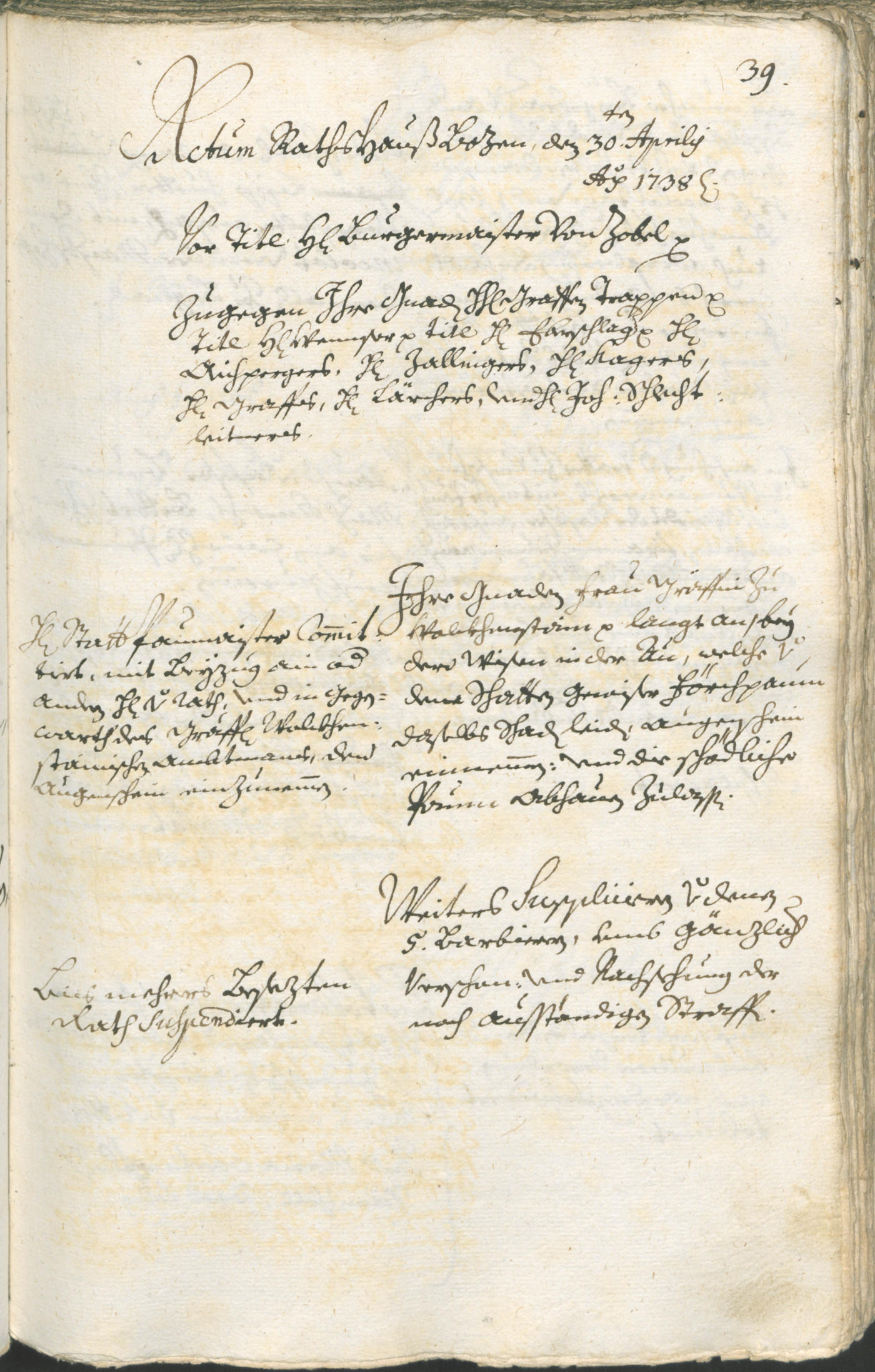 Archivio Storico della Città di Bolzano - BOhisto protocollo consiliare 1738/41 