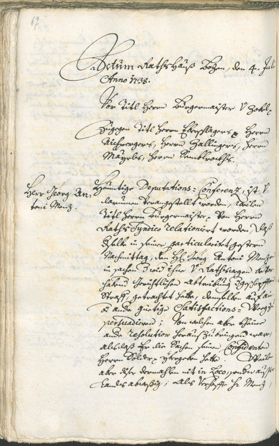 Archivio Storico della Città di Bolzano - BOhisto protocollo consiliare 1738/41 