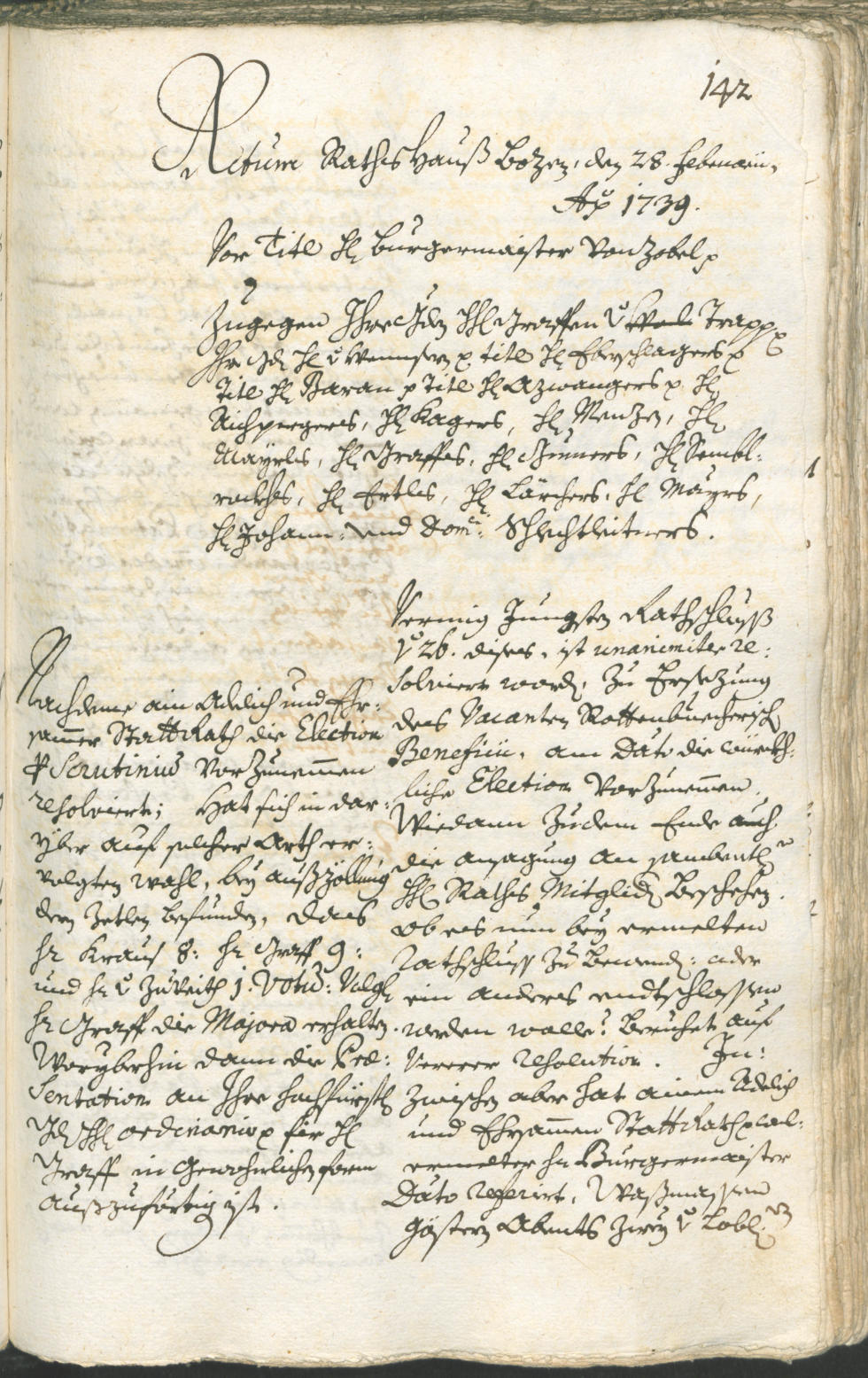 Stadtarchiv Bozen - BOhisto Ratsprotokoll 1738/41 