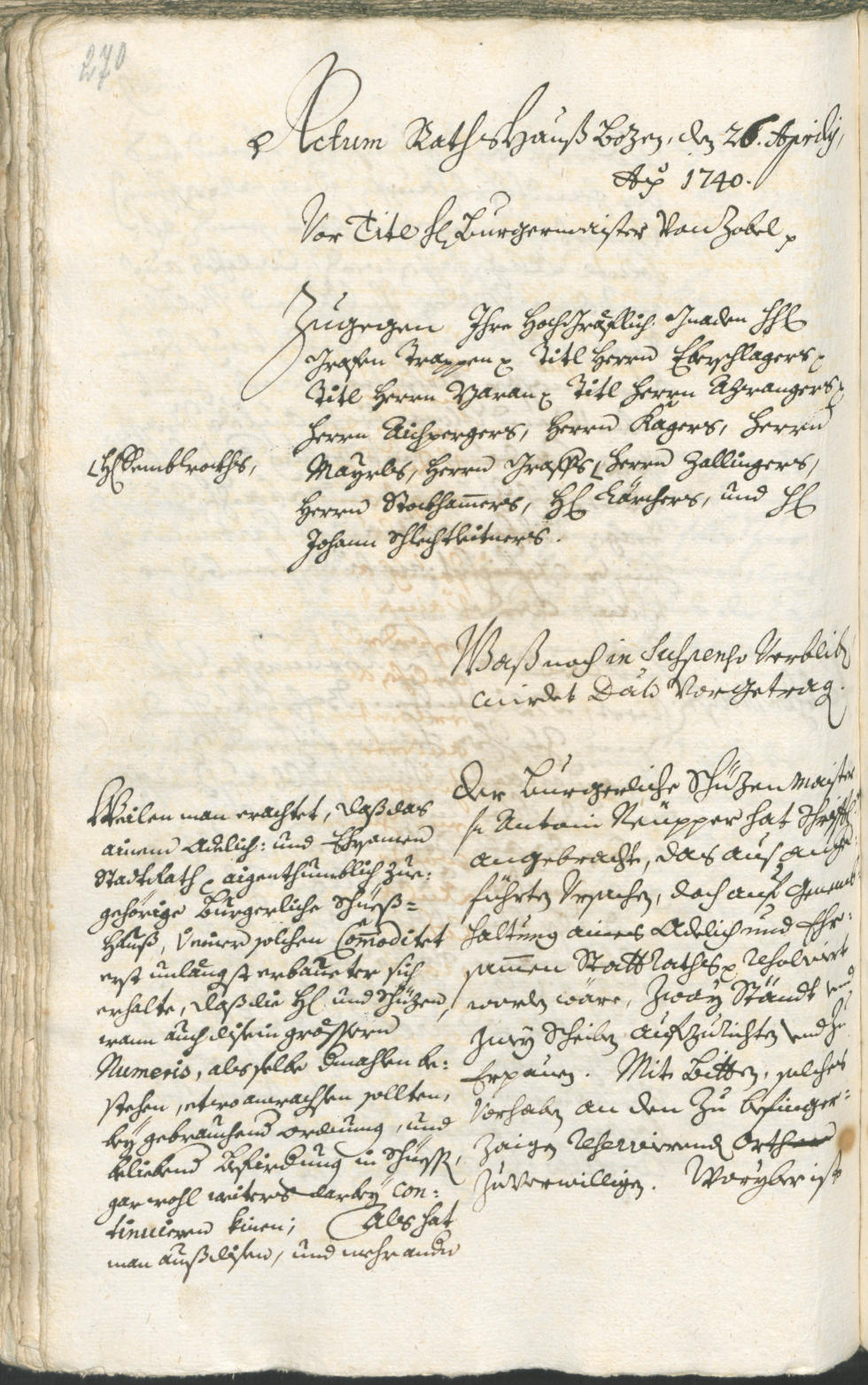 Stadtarchiv Bozen - BOhisto Ratsprotokoll 1738/41 