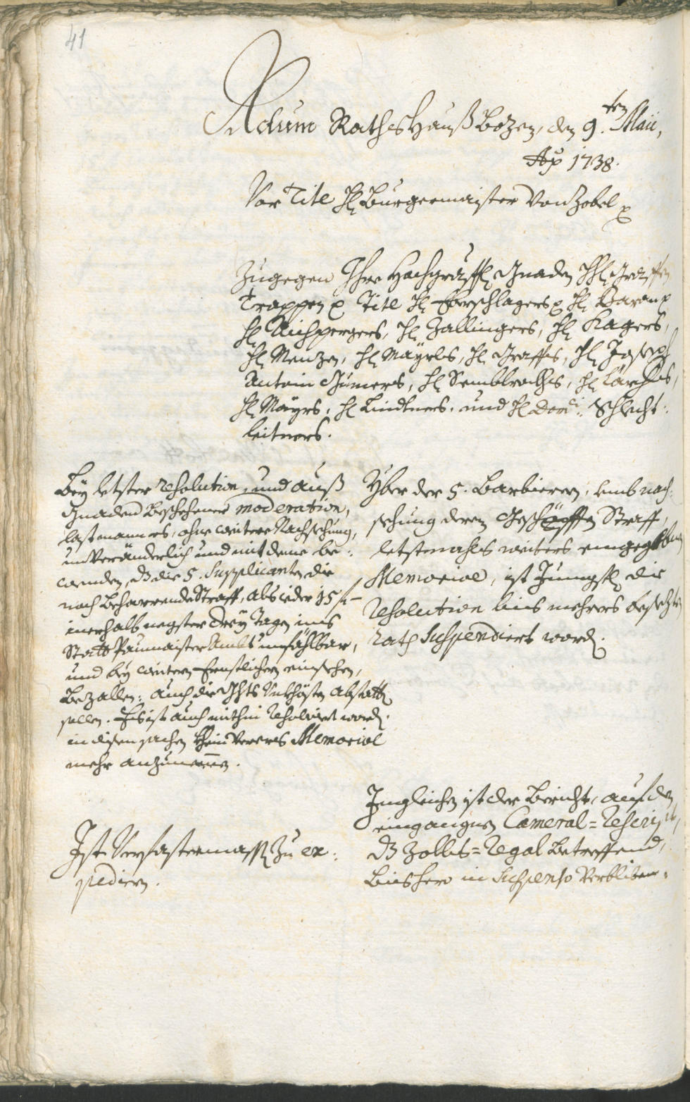 Archivio Storico della Città di Bolzano - BOhisto protocollo consiliare 1738/41 