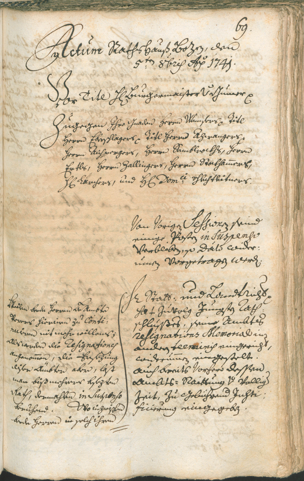 Stadtarchiv Bozen - BOhisto Ratsprotokoll 1741/44 