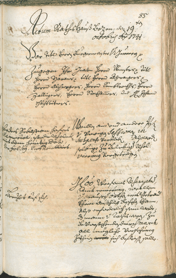 Archivio Storico della Città di Bolzano - BOhisto protocollo consiliare 1741/44 