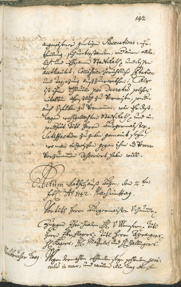 Stadtarchiv Bozen - BOhisto Ratsprotokoll 1741/44 