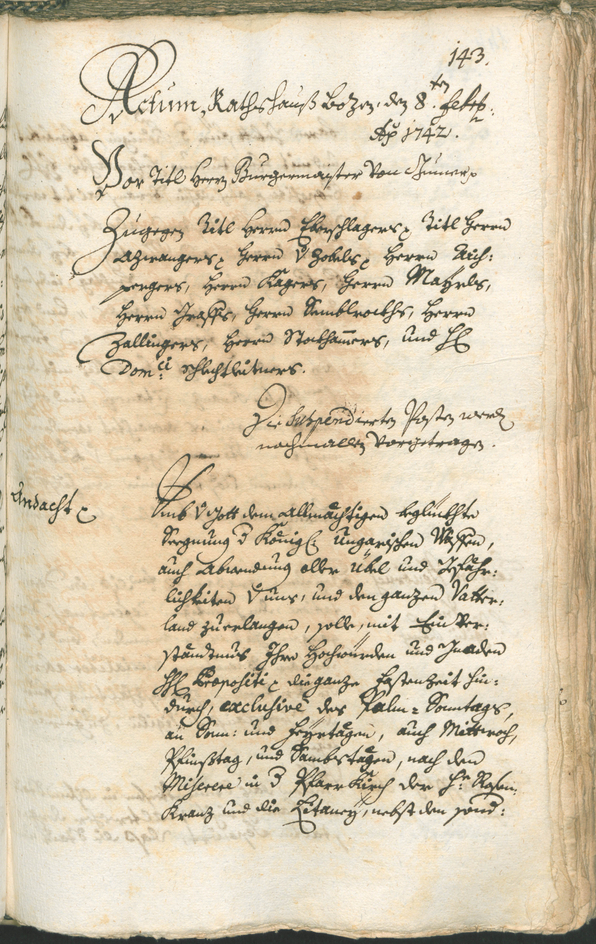 Stadtarchiv Bozen - BOhisto Ratsprotokoll 1741/44 