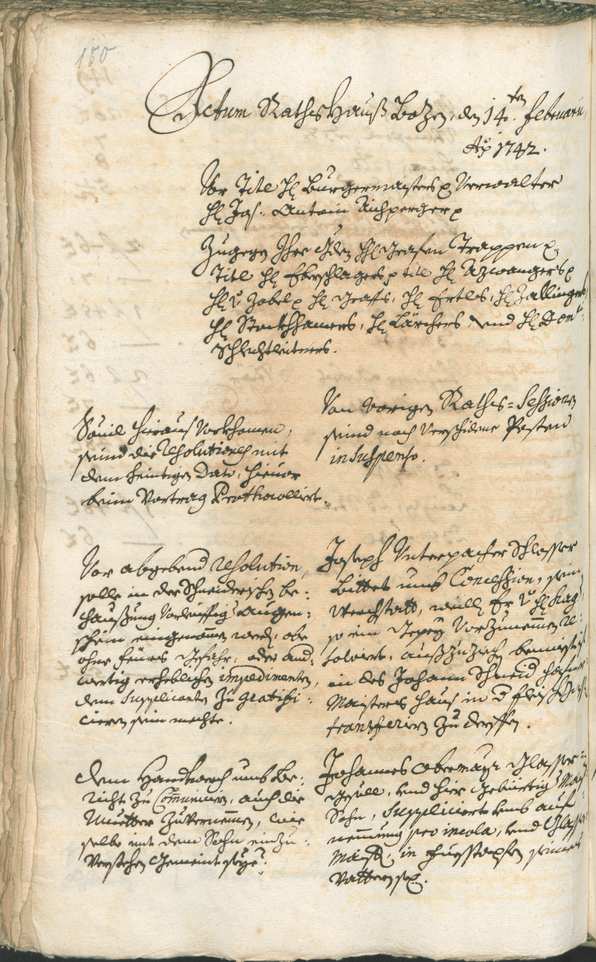 Stadtarchiv Bozen - BOhisto Ratsprotokoll 1741/44 