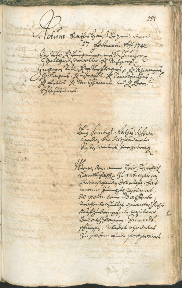 Stadtarchiv Bozen - BOhisto Ratsprotokoll 1741/44 