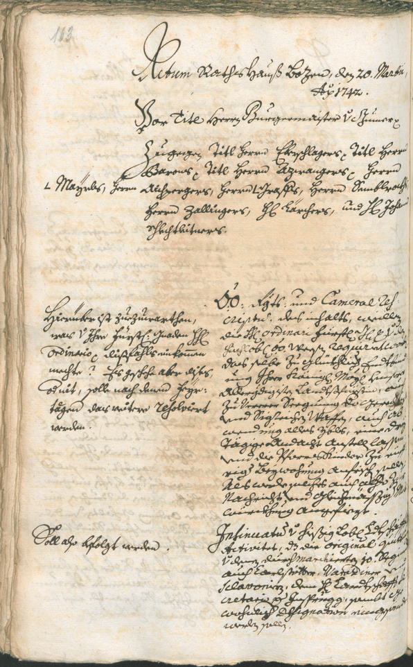 Archivio Storico della Città di Bolzano - BOhisto protocollo consiliare 1741/44 