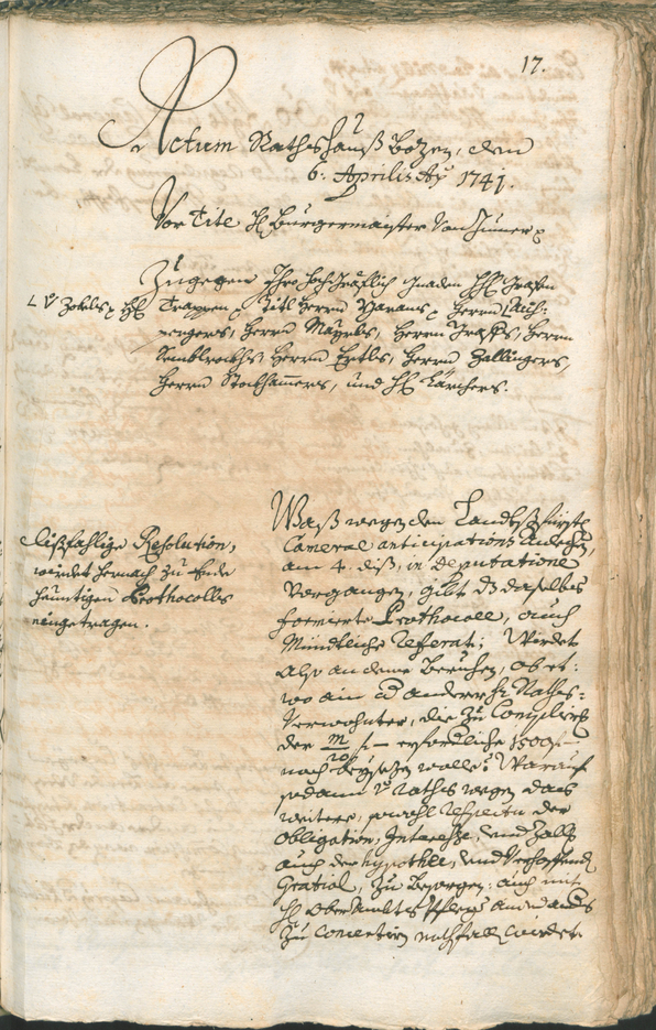 Archivio Storico della Città di Bolzano - BOhisto protocollo consiliare 1741/44 