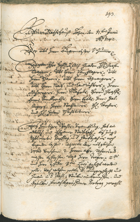 Stadtarchiv Bozen - BOhisto Ratsprotokoll 1741/44 