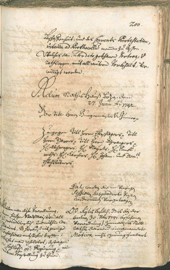 Stadtarchiv Bozen - BOhisto Ratsprotokoll 1741/44 