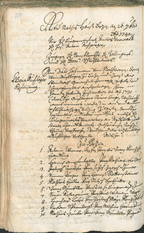 Stadtarchiv Bozen - BOhisto Ratsprotokoll 1741/44 