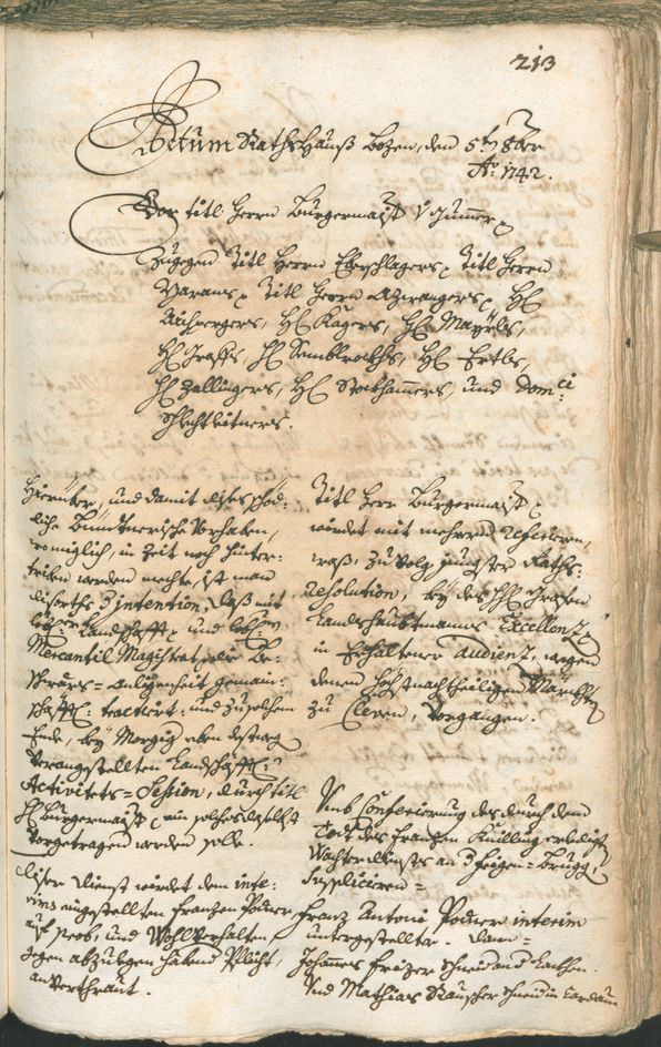 Stadtarchiv Bozen - BOhisto Ratsprotokoll 1741/44 