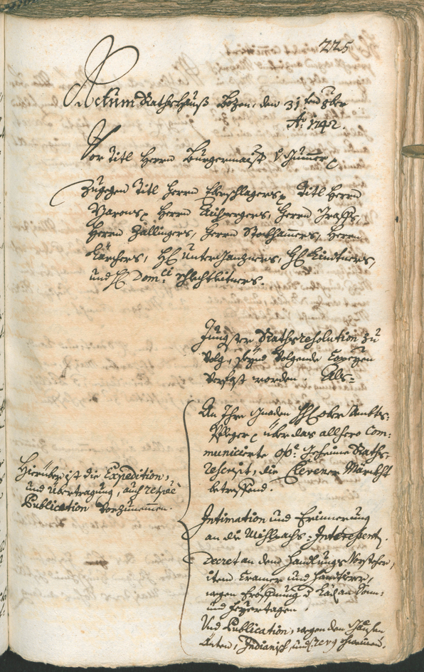 Stadtarchiv Bozen - BOhisto Ratsprotokoll 1741/44 