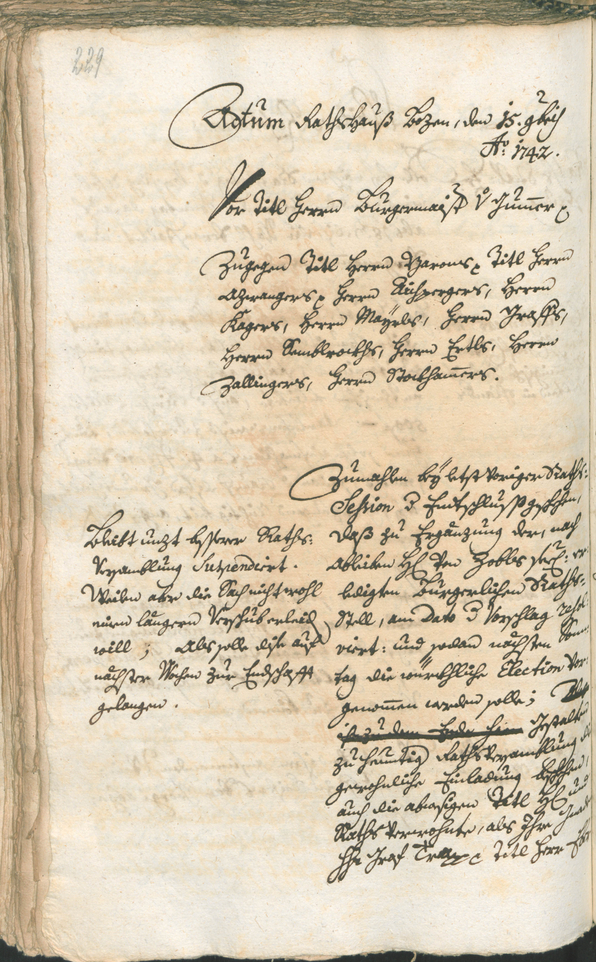 Archivio Storico della Città di Bolzano - BOhisto protocollo consiliare 1741/44 