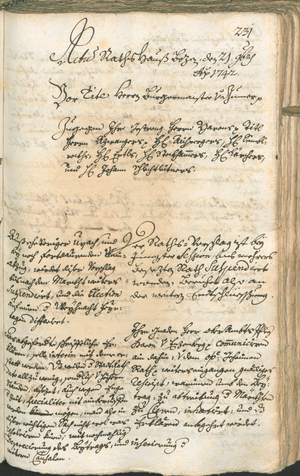 Civic Archives of Bozen-Bolzano - BOhisto Ratsprotokoll 1741/44 