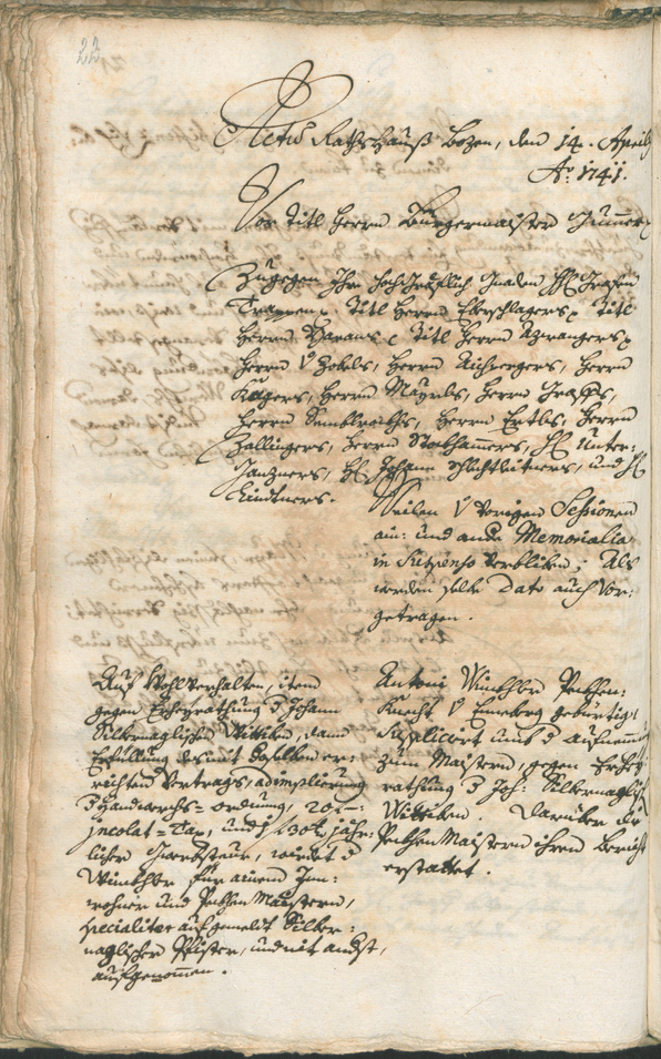 Archivio Storico della Città di Bolzano - BOhisto protocollo consiliare 1741/44 