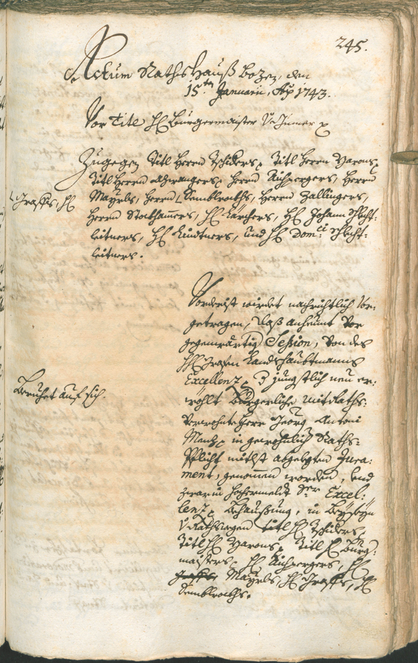 Archivio Storico della Città di Bolzano - BOhisto protocollo consiliare 1741/44 