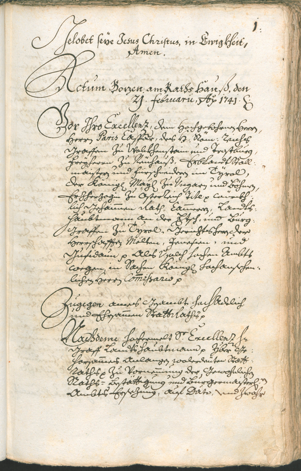 Stadtarchiv Bozen - BOhisto Ratsprotokoll 1741/44 