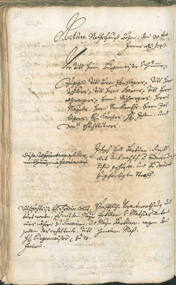 Stadtarchiv Bozen - BOhisto Ratsprotokoll 1741/44 