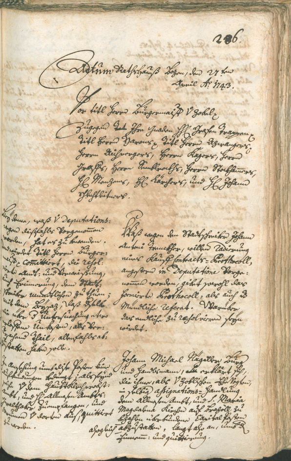 Archivio Storico della Città di Bolzano - BOhisto protocollo consiliare 1741/44 