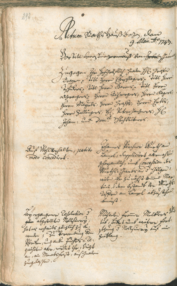 Stadtarchiv Bozen - BOhisto Ratsprotokoll 1741/44 